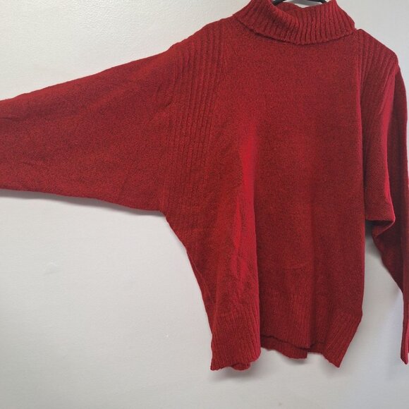 Double Zero Red Sweater Soft Womens Lovely Large Turtle Neck Bat Wing Warm - Picture 3 of 8